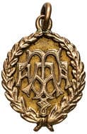 T.A.R.A. 3 Mile Champion - Athletics, 1910, gF 13ct gold fob medal in the form of an oval with laurel wreath around,...