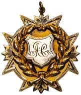 Railways - Prompt Action Award, 1914, gVF 9ct fob medal in the form of an eight-pointed star with laurel wreath and...