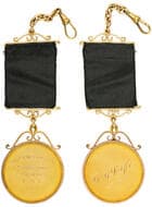 T & G Life, 1921, EF 12.5ct gold fob medal, incuse circular form with 9ct surround and top scroll, engraved at centre...