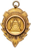 P.M.R.C. (Rifle Club), 1930, EF 9ct gold fob medal, ornate shield design with circular centre & incuse rifles/target,...