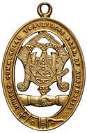 United Commercial Travellers Association of Australia, 1955, VF 9ct gold fob medal, oval design with pierced work to...