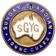 Sunday Guardian, Young Guard, 1900S, aEF Enamel & gilt lapel badge, 19.5mm diameter, reverse unmarked, with reverse...
