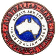 AMPL - Always Ask For Australian Made, 1900S, EF Enamel & gilt lapel badge,15mm diameter, reverse impressed AMOR,...