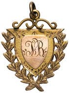 N.E.C.A. Cricket, 1920-21, VF 9ct gold fob medal, triangular shield form with laurel wreath, engraved TB centre, size...