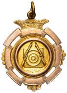 Derby Rifle Club, Western Australia, 1925 - 26, gVF 9ct gold fob medal, circular design form with segmented outer &...