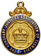 The Honorary Justices Association of Tasmania - JP, C. 1900S, gF 9ct gold & enamel fob JP medal, size 22.5mm...