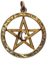 Flaming Star - Masonic, C. Early 1900S, gF Masonic fob medal, circular with pentacle & G at centre, size 23,5mm...
