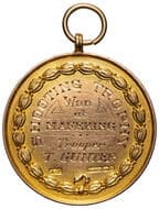 Shooting Trophy, C. Early 1900S, aEF 15ct two-tone gold fob uniface medal, 35mm diameter, 12.08g, circular form with...