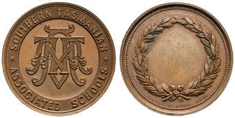 Southern Tasmanian Associated Schools, gEF Copper medal, 39mm, 28.15g, by Stokes & Sons, Melbourne, undated,...