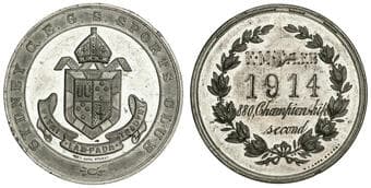 Sydney C.E.G.S. Sports Club Prize Medal, 1914 In white metal (51mm), by W.J.Amor, Sydney, reverse inscribed,...