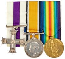 George V, WWI MC Gallantry Group of Three, 1914-18 GV Military Cross, British War and Victory Medals. MC Unnamed as...