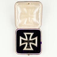 Germany, Post War EKI, 1957 1939 Post War de-nazified Iron Cross 1st Class in award case. Three piece iron core...