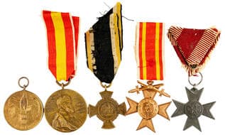 Germany, Lot of Five German Medals Prussian Kaiser Wihelm Centennial Medal, Koniggratz Commemorative Medal, Military...