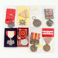 Japan, Lot of Nine Japanese Medals Mixed lot of single medals for Japan. Includes: WW1 Inter Allied Victory Medal...