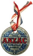 Yarraville Schools 1501-2832, ANZAC, 1916, aVF Printed metal disc medallion, 29mm, first ANZAC day commemoration,...