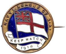 Navy League of S.A. - Keep Watch, 1918, aEF Enamel & gilt badge, 24mm, reverse with intact pin attachment mechanism,...