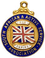 South African Active Service Association - For Empire, 1928, aEF Enamel & gilt medallion, 23.5x30.5mm, reverse...