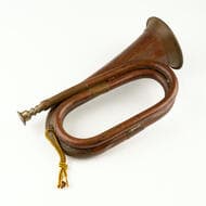 Military Brass/Copper Bugle, C.1900S 28.7cm in length, without marks, with loop attachment and braided looped rope in...