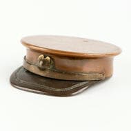 George V, Snuff Box in the form of a Military Cap, WWI, EF Copper Trench Art snuff box in the form of a military cap,...