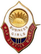 Business Girls - War Service Bureau, WWII, aUNC Enamel & gilt badge, 18.5x27.5mm, reverse impressed Stokes, with...