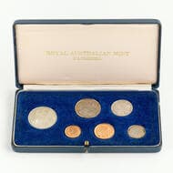 Elizabeth II, One Cent - Fifty Cents, 1966, aFDC - FDC 1966 proof year set in blue Commonwealth of Australia branded...