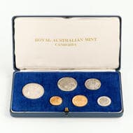 Elizabeth II, One Cent - Fifty Cents, 1966, aFDC - FDC 1966 proof year set in blue Commonwealth of Australia branded...