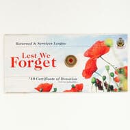 Elizabeth II, RSL - Lest We Forget, Red Poppy, Two Dollars, 2012, UNC Remembrance Day red poppy two dollars on RSL...