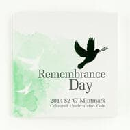 Elizabeth II, RAM - Remembrance Day, Two Dollars, 2014-C, UNC Remembrance Day, two dollar 'C' mintmark, coloured,...