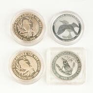 Elizabeth II, Perth Mint - Kookaburra, One Dollar - Five Dollars, 1990 - 2011, FDC 1oz, .999 silver Kookaburra...