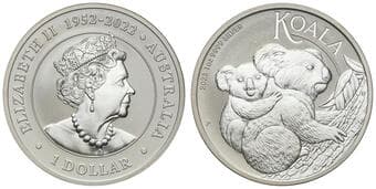 Elizabeth II, Perth Mint - Silver Koala, One Dollar, 2023-P, FDC 1oz fine silver 99.9, koala, proof one dollar in...