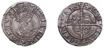 A Collection of English Silver Coins, 1272-1662 (Part II)
Henry VIII (1509-1547), Second coinage, Halfgroat,...
