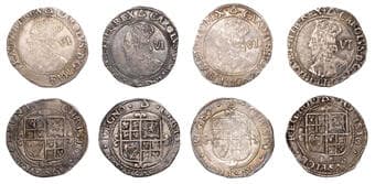 A Collection of English Silver Coins, 1272-1662 (Part II)
Charles I (1625-1649), Tower mint, Sixpences (4), all Gp F...