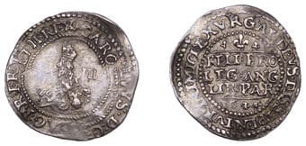 A Collection of English Silver Coins, 1272-1662 (Part II)
Charles I (1625-1649), Oxford mint, Threepence, 1644, mm....