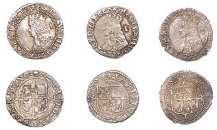 A Collection of English Silver Coins, 1272-1662 (Part II)
Charles II (1660-1685), Third Hammered issue, Pennies (3),...