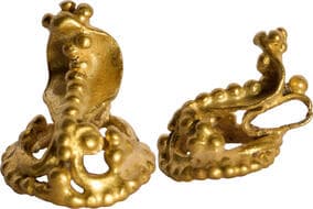 Primitive Money, Possibly from Satavahana Period (Circa 100 BC), Gold Miniature Snake Pendant / Mukut Ornament with...
