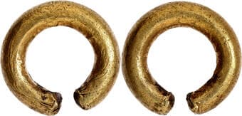 Primitive Money, Possibly Gupta Period (4-5 Century AD), Gold Jewelry – Kundal/Earring, an ancient gold ear ornament...