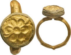 Primitive Money, Possibly Gupta Period (4-5 Century AD), Gold Jewelry - Ring/Seal, an exceptional antique handcrafted...