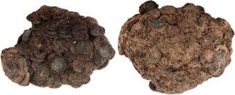 Panchalas of Ahichchatra, Kings of Panchala (150 BCE–130 CE), Copper Coin Clump (Coin Hoard), This clump consists...
