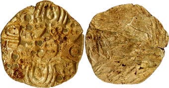 Chalukyas of Kalyana, Jayasimha II "Jagadekamalla" (10 Century AD), Punch Marked Gold Pagoda, Obv: nine punch marks...
