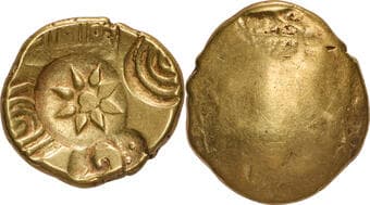 Yadavas of Devagiri, Ramachandra (12-13 Century AD), Punch Marked Gold Padmatanka, Scyphate, Obv: five punch marks...