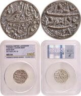 Jahangir (AH 1014-1037 /1605-1627 AD), Lahore Mint, Silver Rupee, AH 1032 /18 RY, "Abre Ruye" Couplet, Obv: Persian...