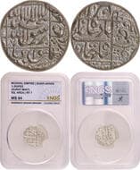 Shah Jahan (AH 1037-1068 /1628-1658 AD), Surat Mint (by style), Silver ½ Rupee, 7 RY, Obv: Arabic legend The Kalima...