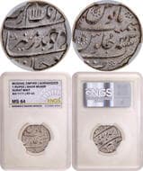 Aurangzeb Alamgir (AH 1068-1118 /1658-1707 AD), Surat Mint, Silver Rupee, AH 1111 /43 RY, "Badr Munir" Couplet, Obv:...