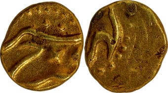Farrukhsiyar (AH 1124-1131 /1713-1719 AD), Karpa /Kharpa (Cuddapa) Mint, Gold ½ Fanam, Obv: Persian legend...