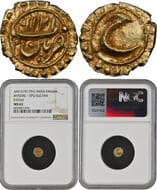Mysore Kingdom, Tipu Sultan (AH 1197-1213 /1782-1799 AD), Patan (Seringpatan) Mint, Gold Fanam, AM 1219 (1791 AD), Obv:...