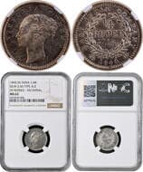 1840, Victoria Queen, Silver ¼ Rupee, Continuous Legend, Bombay Mint, no initials, 20 berries (10L+10R), B/I, numeral...