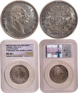 1835, King William IIII, Silver Rupee, Calcutta Mint, F. incused (dot after F), 19 berries (10L+9R), A/II, bud leaves,...