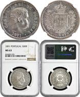 Portugal, Carlos I (1891-1908), Silver 500 Reis, 1891, Obv: portrait of Carlos I facing right, the lettering "CARLOS I...