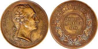 Medal, France, Major General Claude Martin (1735-1800), Bronze Prize Medal, 1891, Obv: bust of Claude Martin facing...