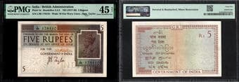 British India, 1925, King George V, 5 Rupees, Signed by J.B. Taylor, L Prefix, S. No. L99 178410, Watermark Variety B,...